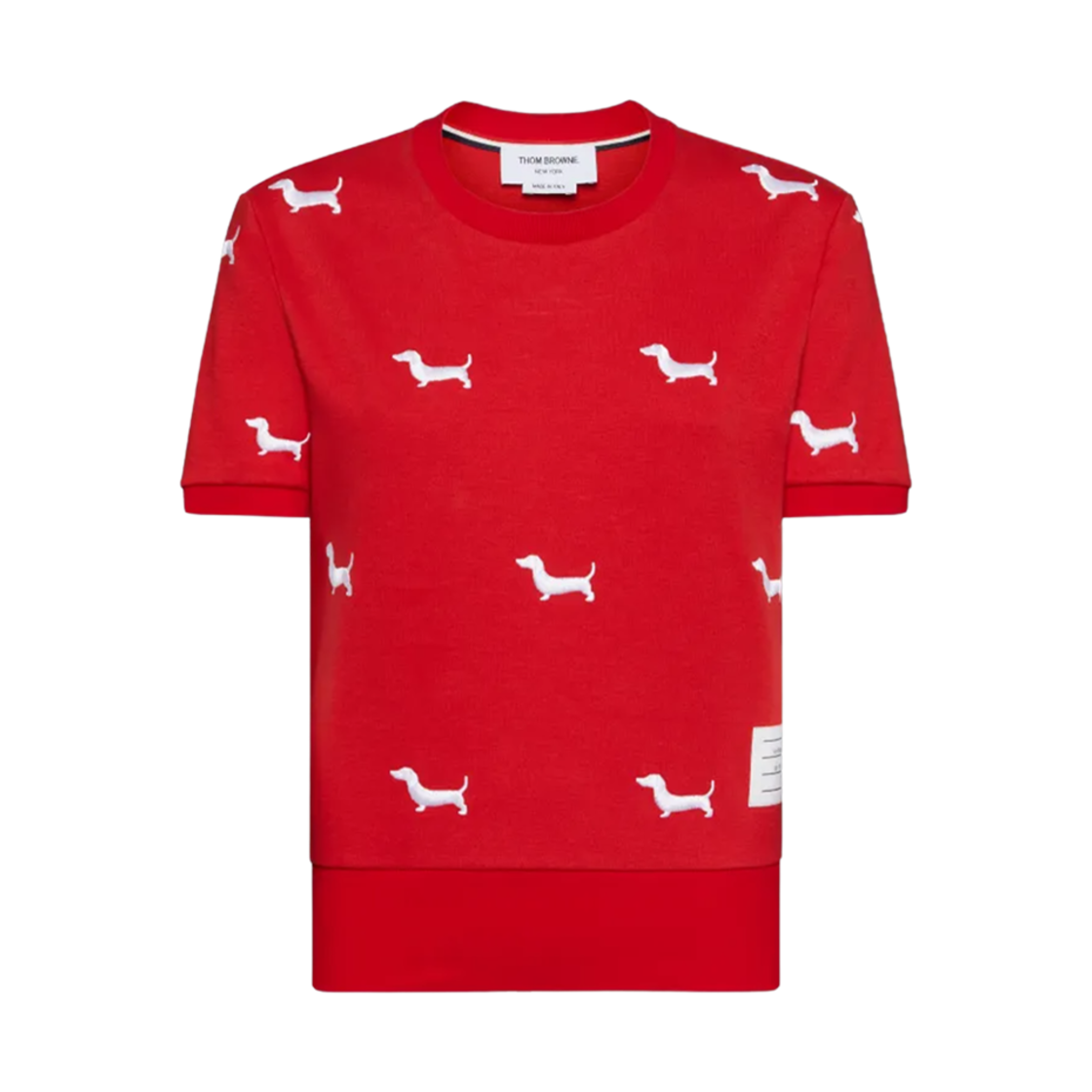 (W) 톰브라운 코튼 밀라노 숏슬리브 헥터 티셔츠 레드((W) Thom Browne Cotton Milano Short Sleeve Hector T-Shirt Red) - 1