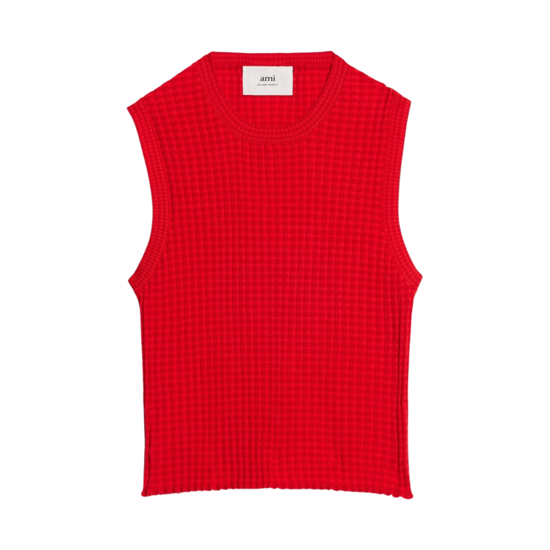 (W) 아미 플리츠 슬리브리스 스웨터 스칼렛 레드((W) AMI Pleated Sleeveless Sweater Scarlet Red) - 1
