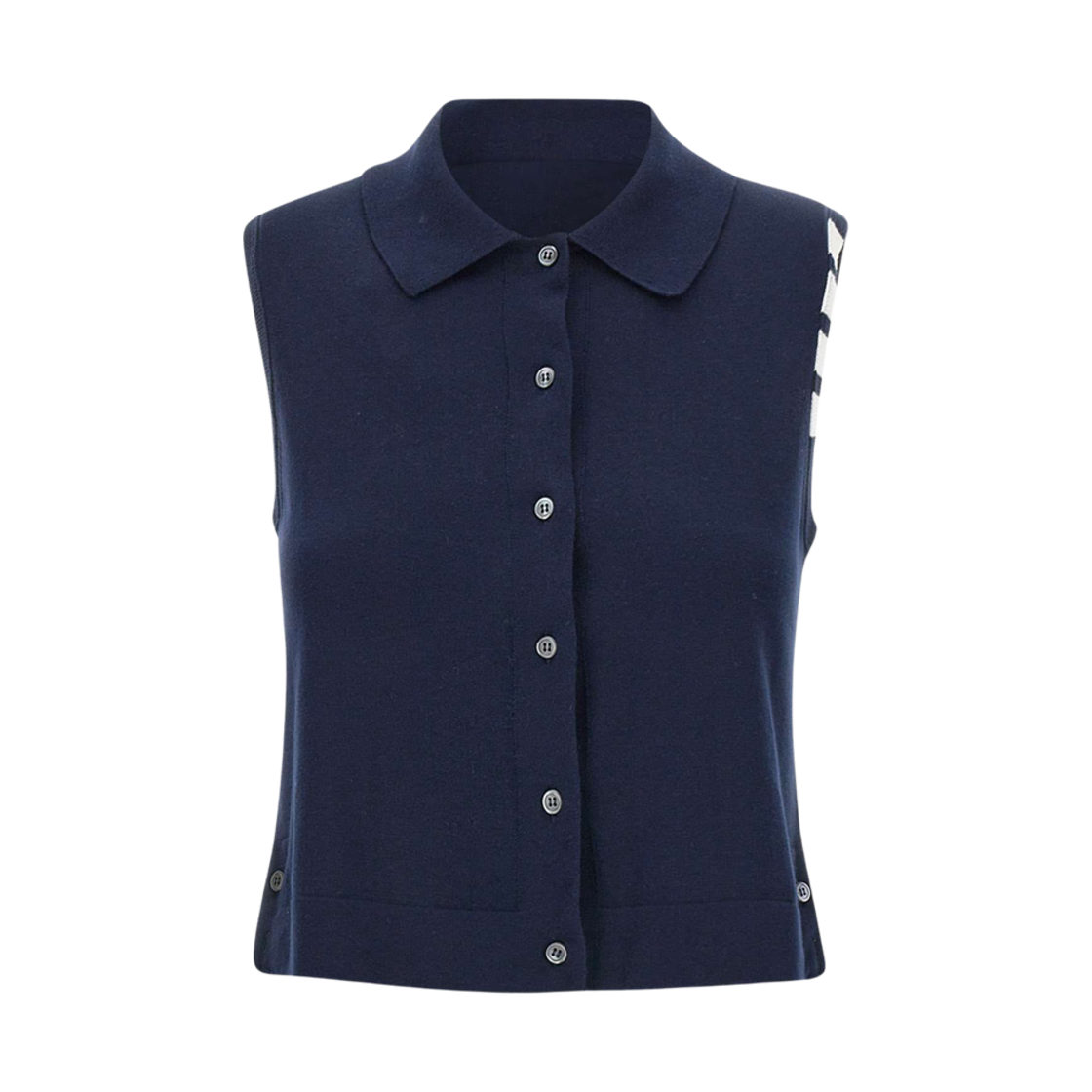 FKL002A-Y3036-415 (W) Thom Browne Cotton Jersey Stitch Sleeveless Navy