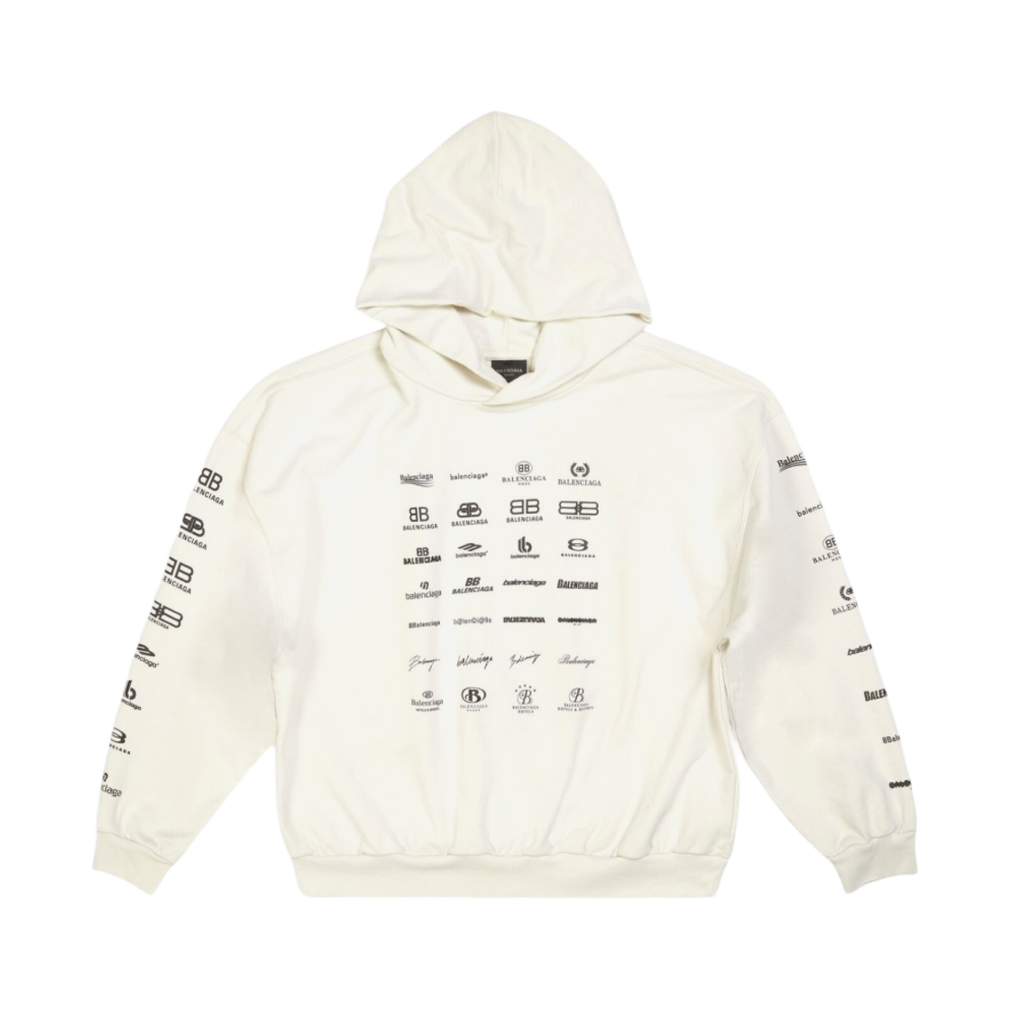 (W) 발렌시아가 아카이브 로고 후드 미디움 핏 라이트 베이지((W) Balenciaga Archives Logos Hoodie Medium Fit Light Beige) - 1