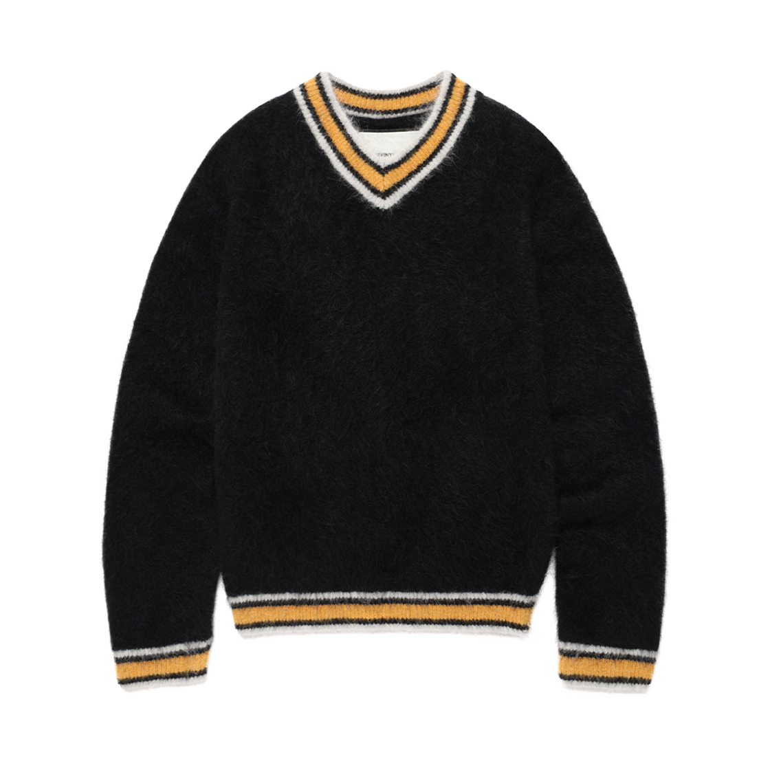 VH2EFUK601ABK Thevinylhouse Shaggy V Neck Sweater Black