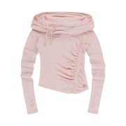 Coyseio Shirring Hook Hoodie Light Pink