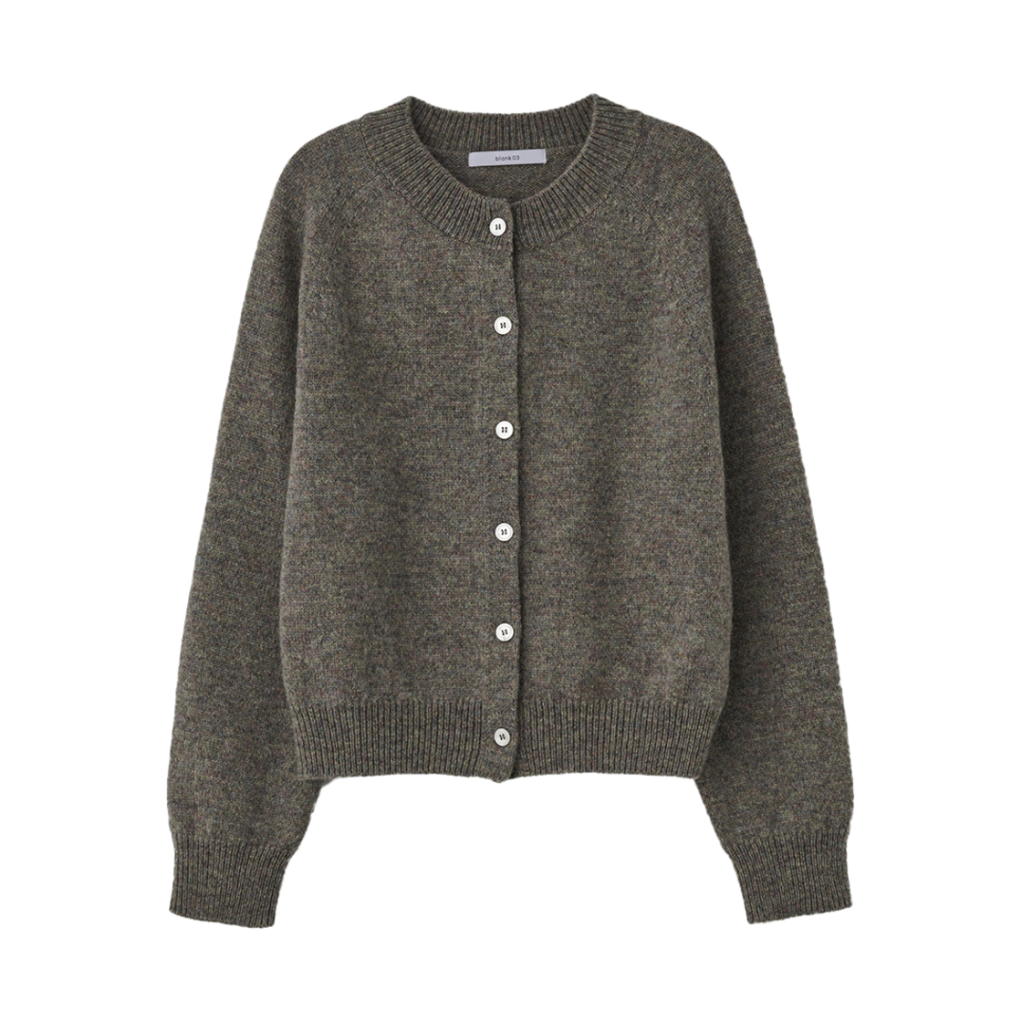 24WTKN002MRF Blank03 Shaggy Dog Knit Cardigan Shetland Wool Moss Grey