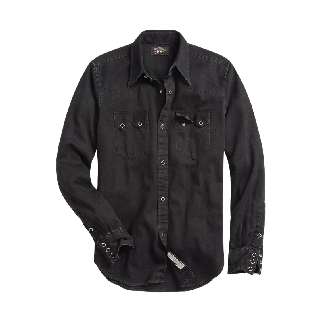 648438 Double RL Slim Fit Denim Western Shirt Black
