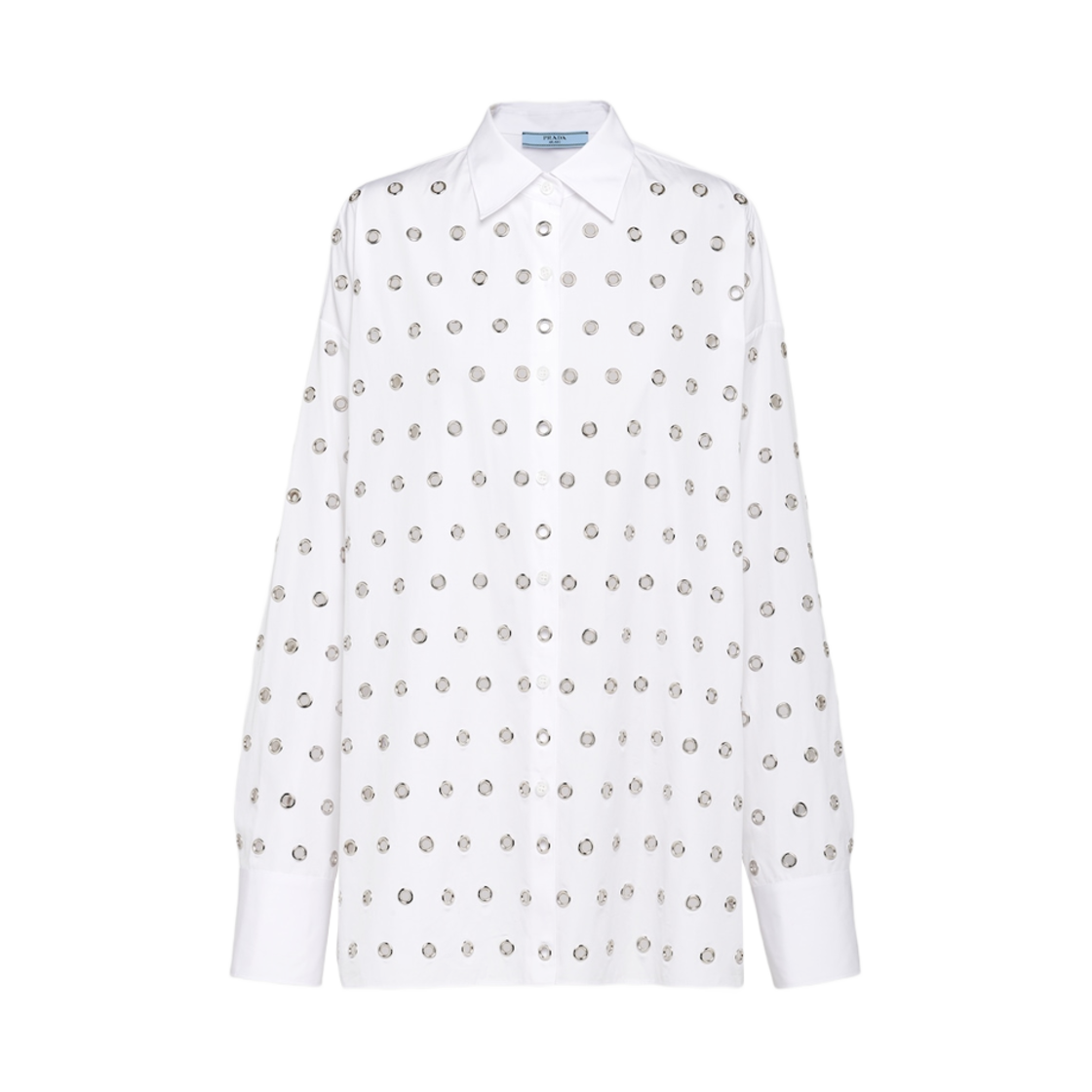(W) 프라다 프린티드 포플린 셔츠 화이트((W) Prada Printed Poplin Shirt White) - 1