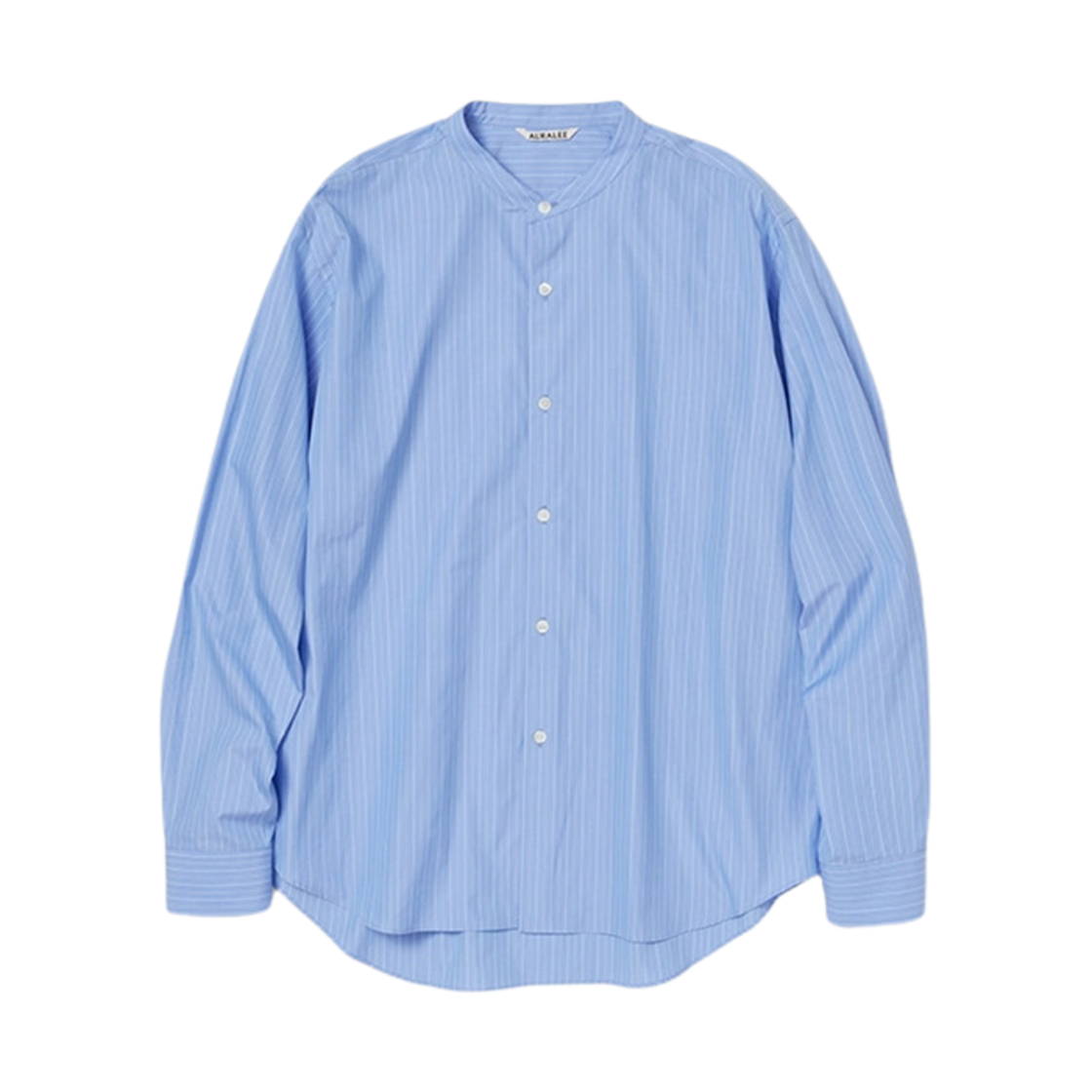 A24AS02SS Auralee Suvin High Count Cloth Stripe Stand Collar Shirt Sax Blue