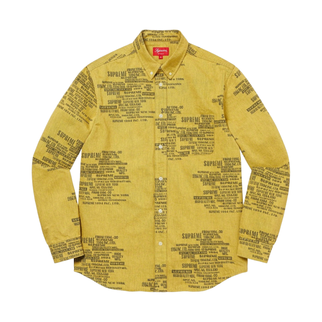 슈프림 트레이드마크 자카드 데님 셔츠 워시드 옐로우 - 23SS(Supreme Trademark Jacquard Denim Shirt Washed Yellow - 23SS) - 1