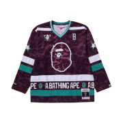 BAPE x Mitchell & Ness NHL Los Angeles Kings Mesh Hockey Jersey Long Sleeve T-Shirt Purple
