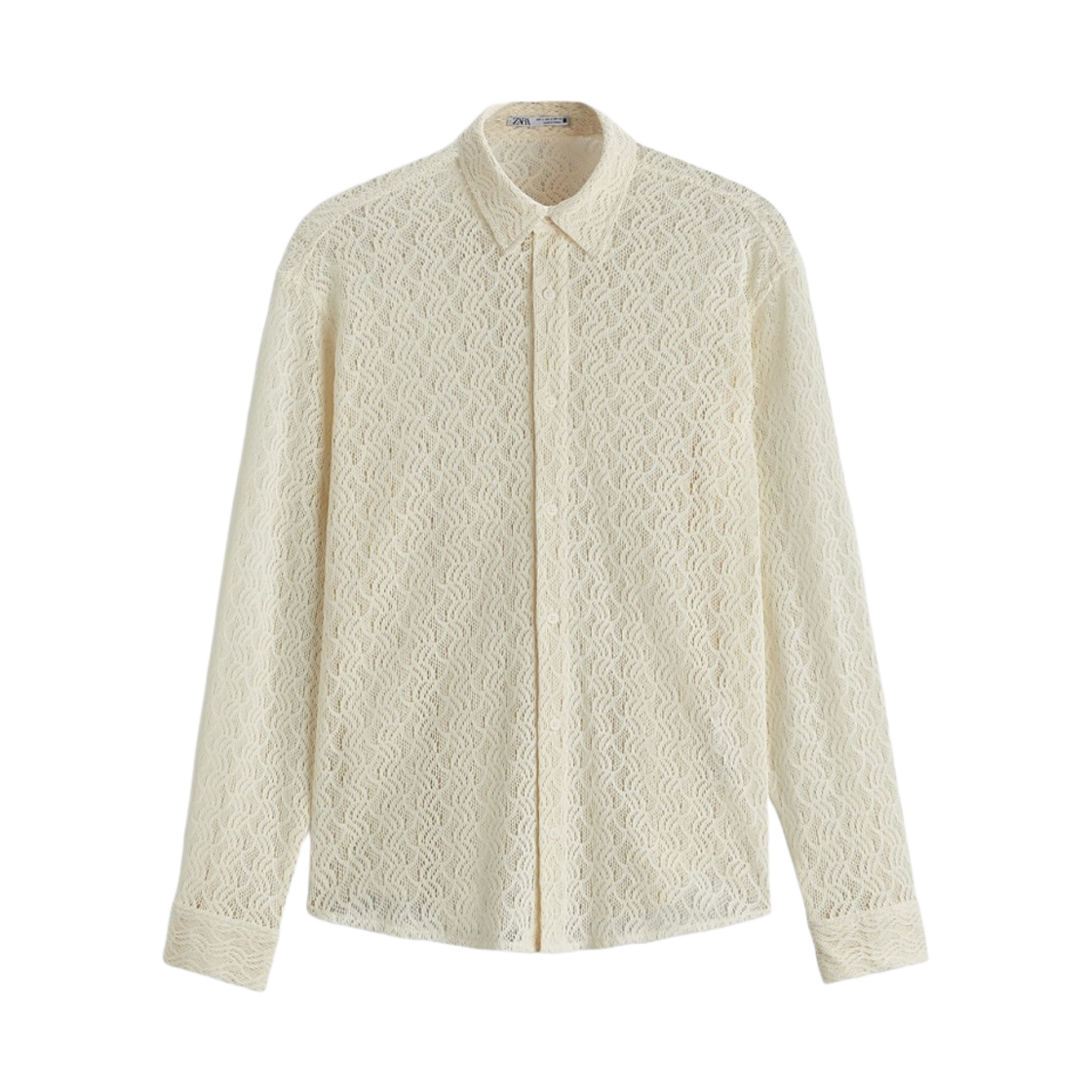 자라 텍스쳐드 크로쉐 셔츠 오이스터 화이트(Zara Textured Crochet Shirt Oyster White) - 1