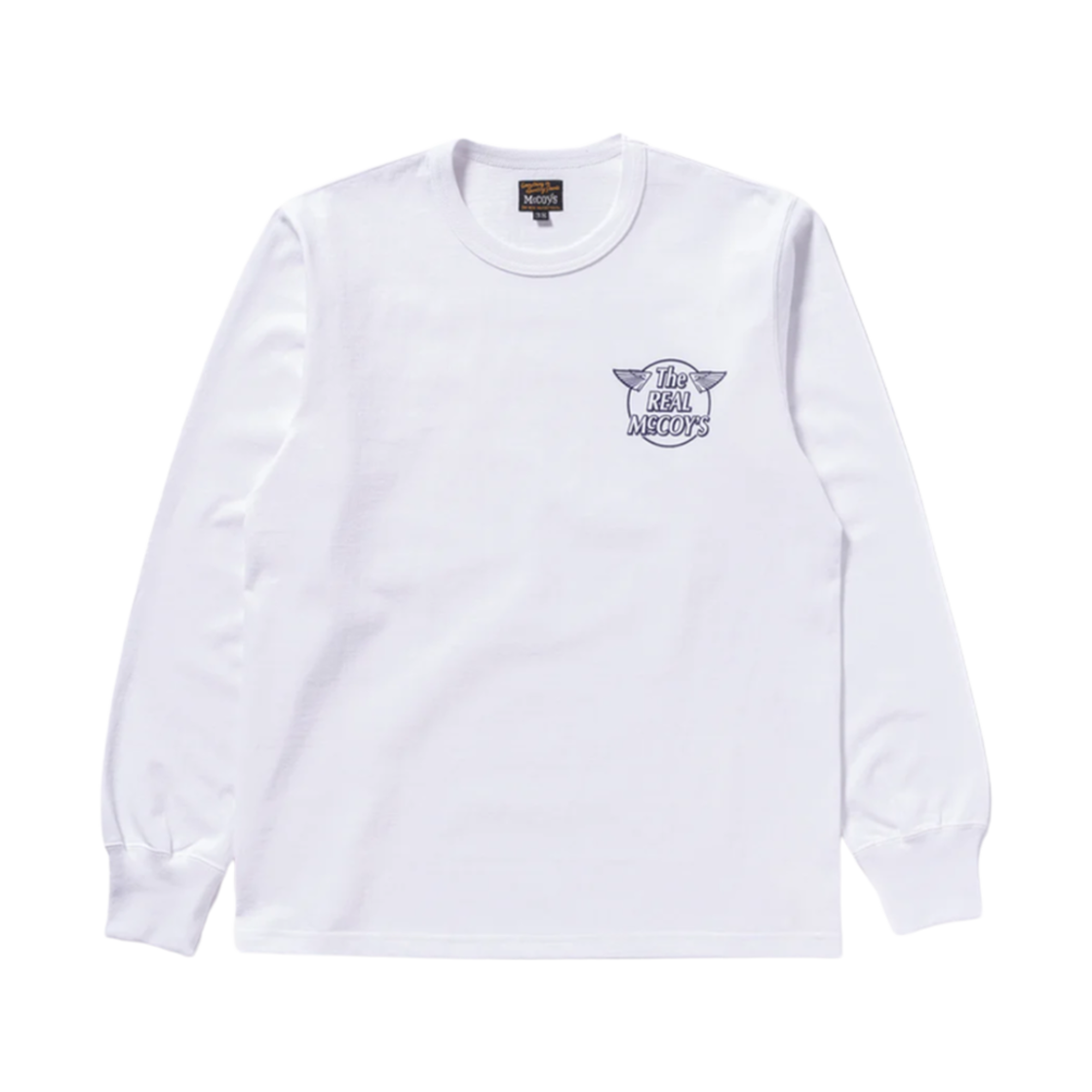 MC24027 The Real McCoy's The Real White Logo Long Sleeve T-Shirt White