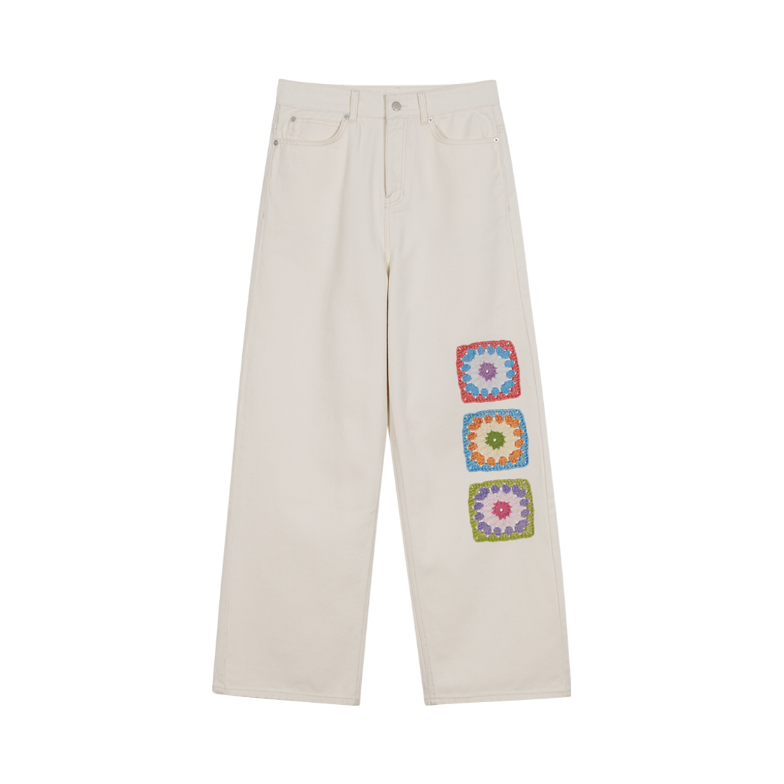 RG4HB01 ROCCI ROCCI X GRAFIKUS Crochet Denim Jeans Cream