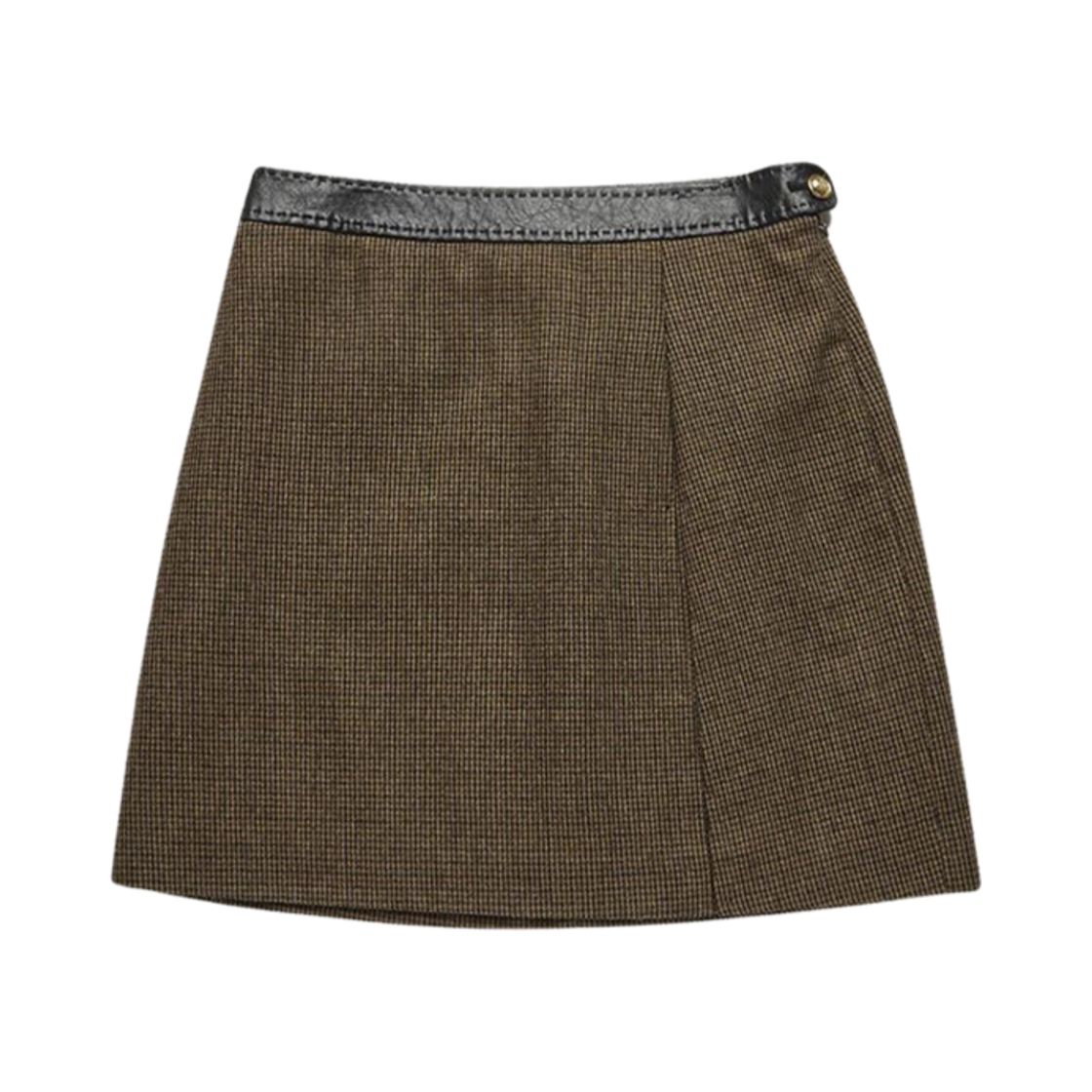 (W) 던스트 레더 포인트 A 라인 미니 스커트 브라운 체크((W) Dunst Leather Point A-Line Mini Skirt Brown Check) - 1