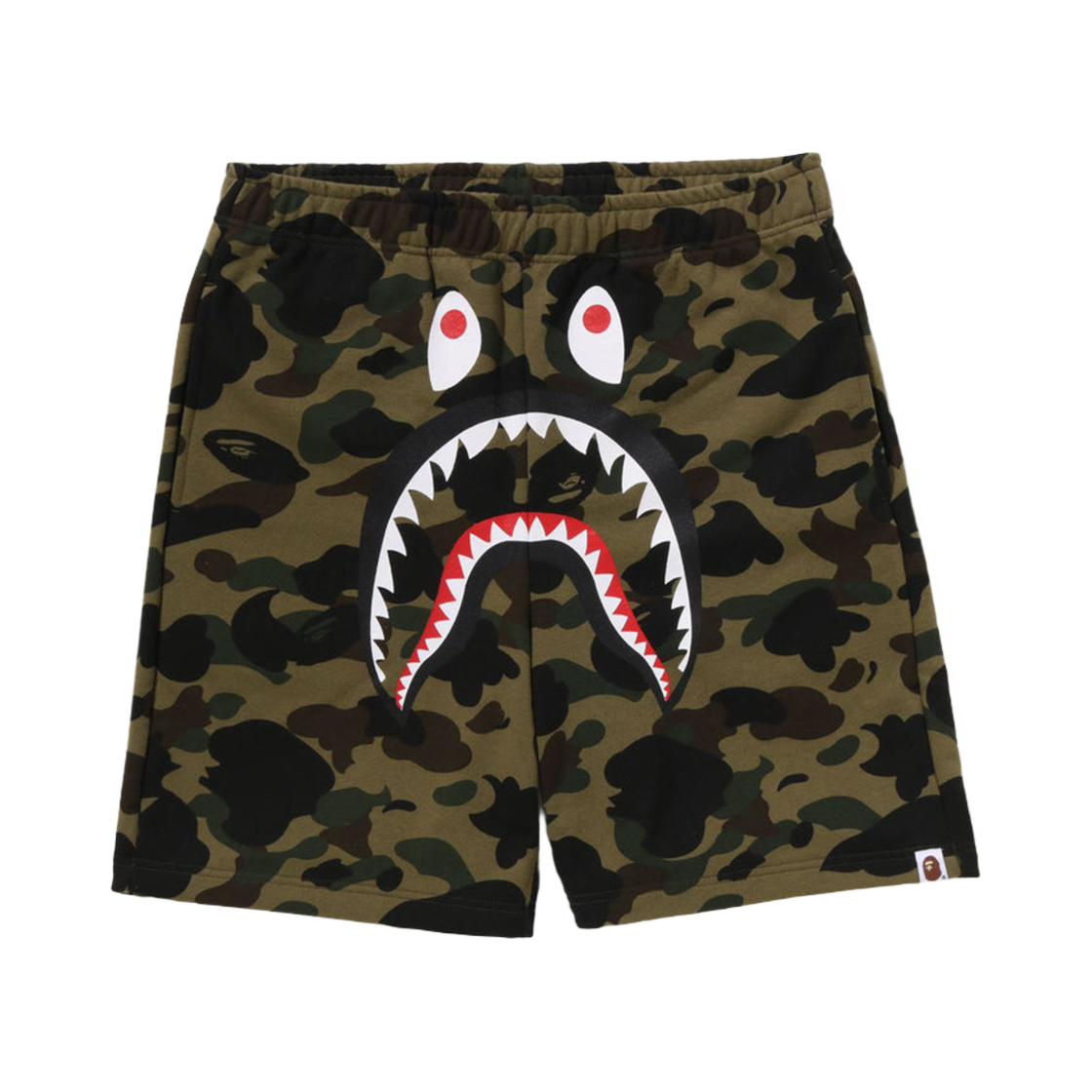 베이프 퍼스트 카모 샤크 레귤러 핏 스웨트 쇼츠 그린(BAPE 1st Camo Shark Regular Fit Sweat Shorts Green)
