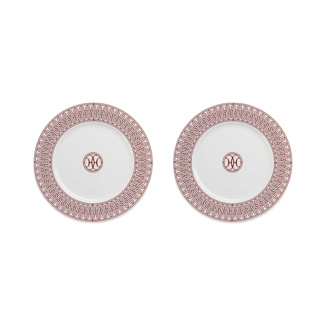 에르메스 H 데코 루즈 디저트 플레이트 넘버1 썽 꼴로리 (2개입)(Hermes H Deco Rouge Dessert Plate n°1 Sans Coloris (2 Plates)) - 1