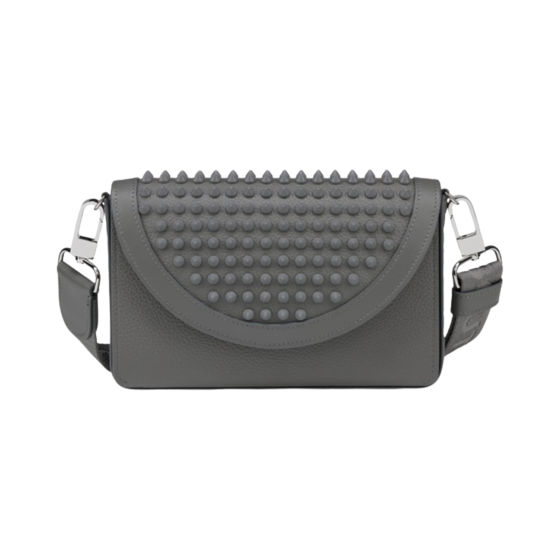 1255184GYB5 Christian Louboutin Funky Calf Leather and Spikes Wallet on Chain Smoke Gray