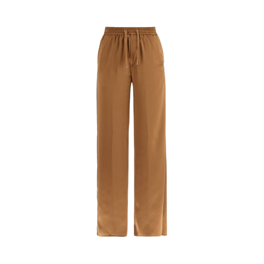 (W) 에르노 드로스트링 새틴 팬츠 브라운((W) Herno Drawstring Satin Pants Brown)