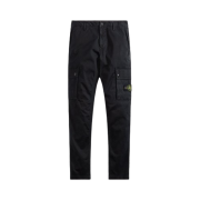 Stone Island 303L1 Stretch Broken Twill Cotton Garment Dyed Old Effect Cargo Pants Black - 23FW
