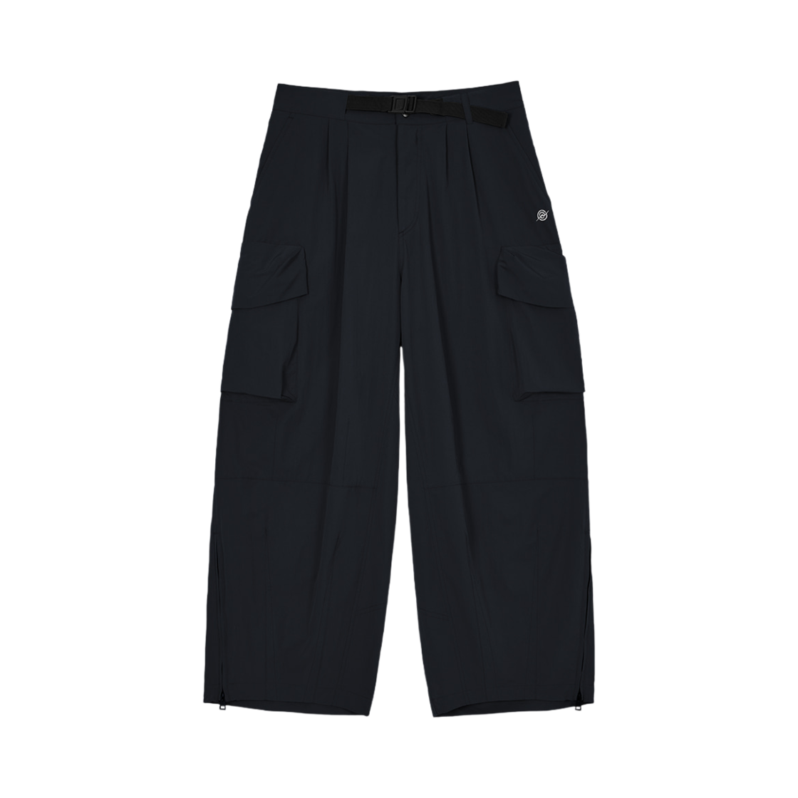 KB1PT1212MBK KALA PATTHAR Wide Balloon Ankle Zip Belted Cargo Pants Black