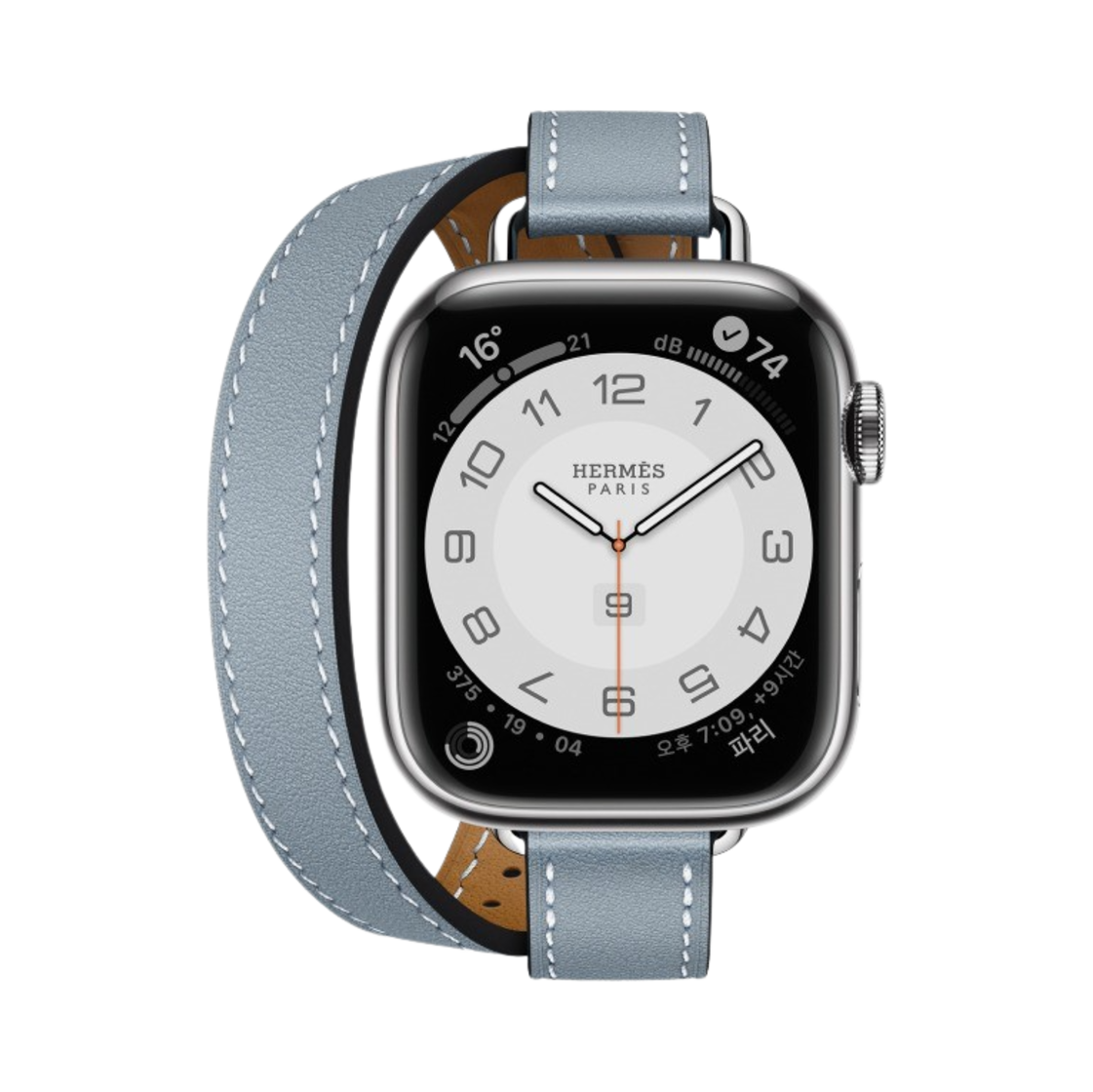 애플 워치 7 에르메스 41mm 실버 스테인리스 스틸 케이스 아뜰라주 더블 투어 블루 랑 (국내 정식 발매 제품)(Apple Watch Hermes Series 7 41mm Silver Stainless Steel Case with Attelage Double Tour Bleu Lin (Korean Ver.)) - 2