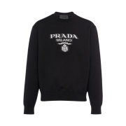 Prada Oversized Cotton Jersey Logo Sweatshirt Black White