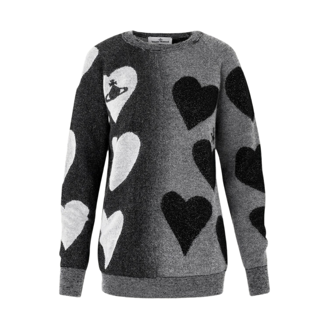 (W) 비비안 웨스트우드 하트 점퍼 블랙 화이트((W) Vivienne Westwood Hearts Jumper Black White) - 1
