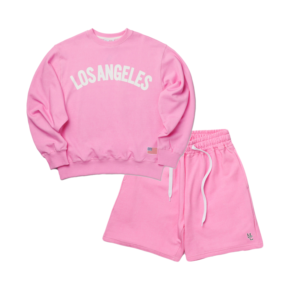 CRBTM1255U13_PK Hotel Cerritos LosAngeles Washing Sweat Set-Up Pink