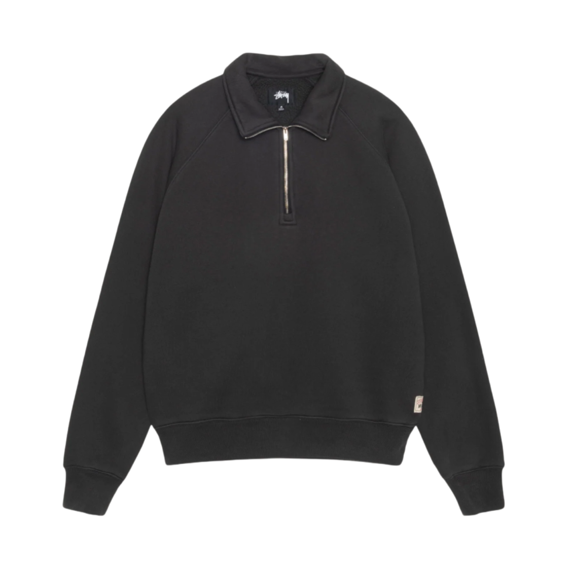 118573 Stussy Relaxed Fleece Half Zip Mock Washed Black