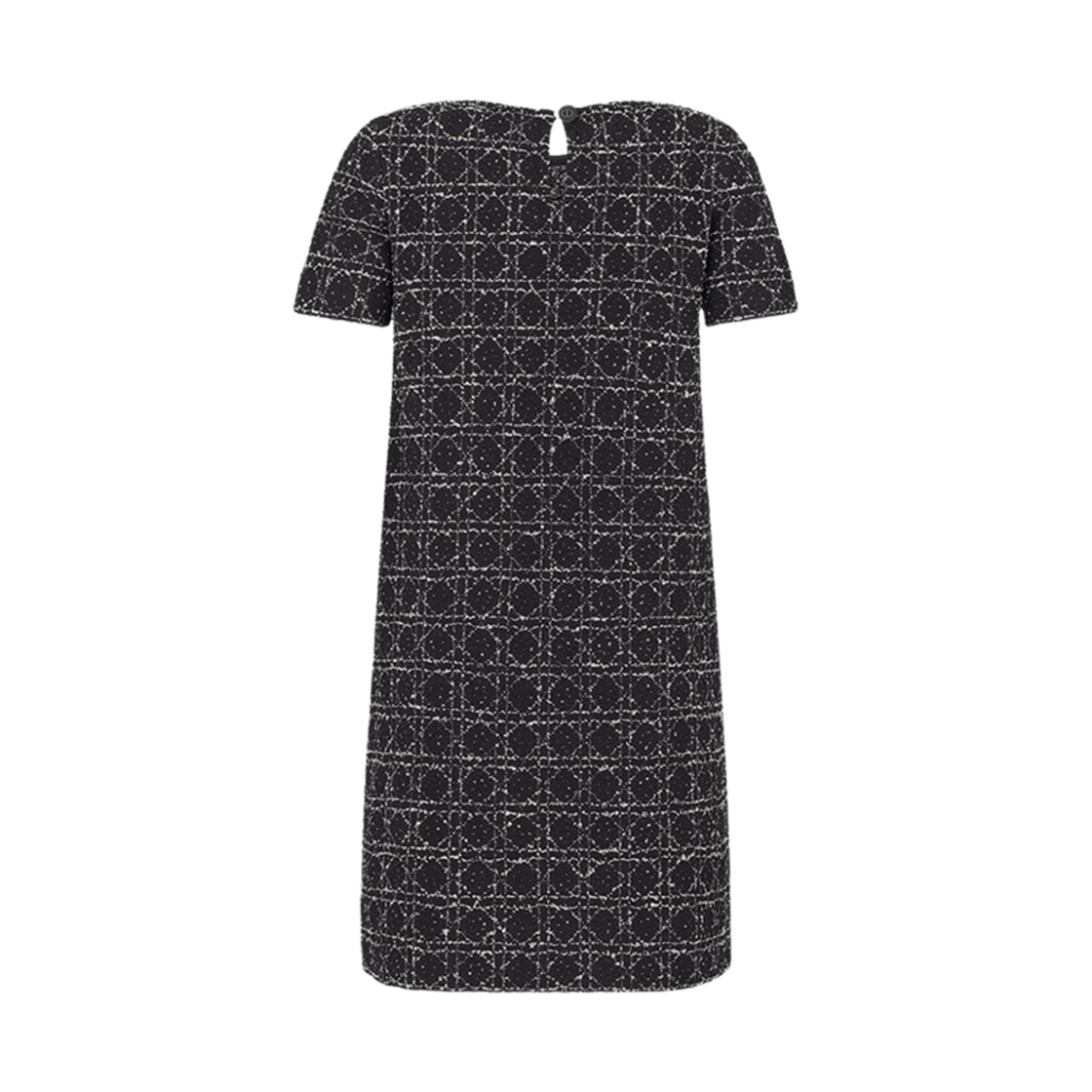 (W) 디올 매크로까나쥬 테크니컬 코튼 트위드 쇼트 드레스 블랙 화이트((W) Dior Macrocannage Technical Cotton Tweed Short Dress Black White) - 2