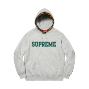 Supreme Leopard Trim Hooded Sweatshirt Heather Grey - 21FW