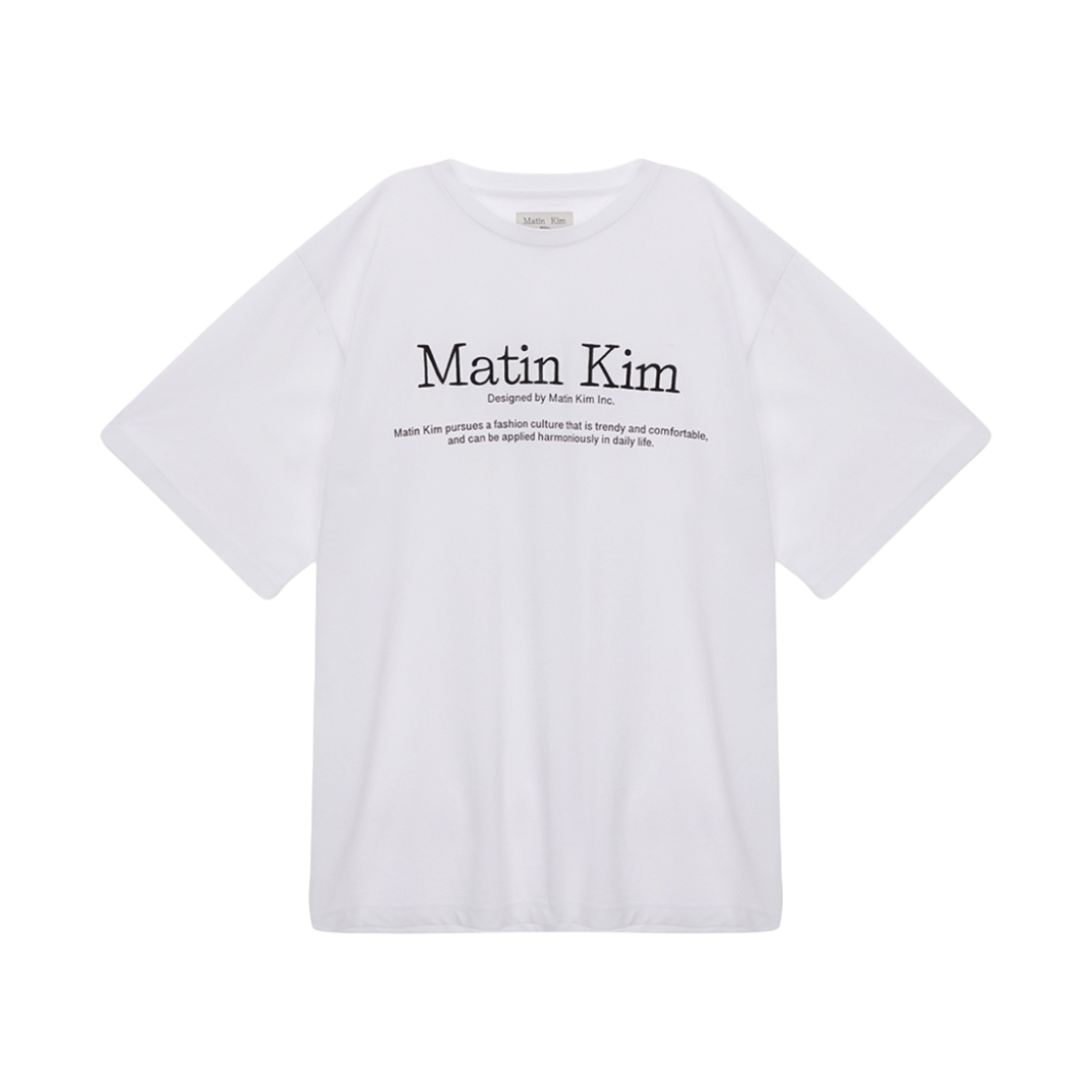 ●Matin Kim●MATIN HERITAGE TOP OVER SIZE IN WHITE Matin Kim Matin Heritage Top In White | Basic Tees for Women