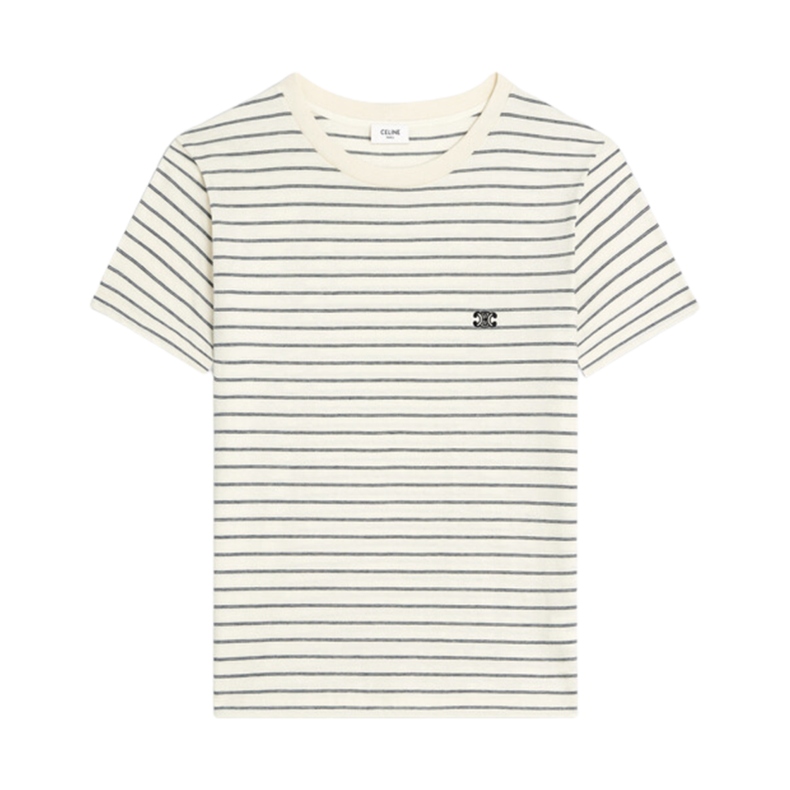 셀린느 트리옹프 레귤러 티셔츠 스트라이프 저지 화이트 블랙(Celine Triomph Regular T-Shirt in Striped Jersey White Black)