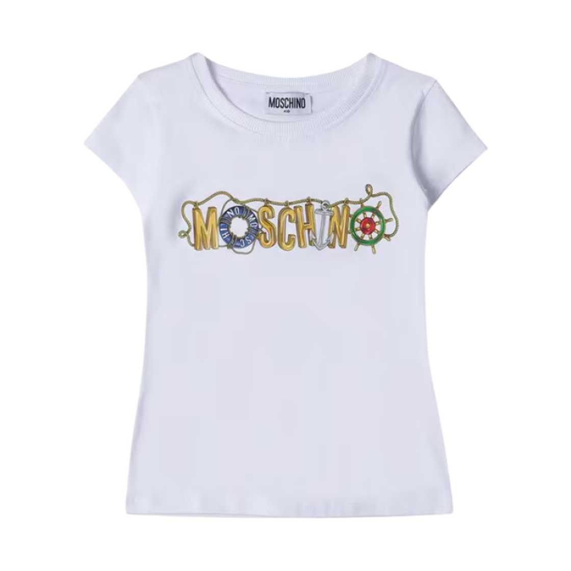 H2M042LBA0010101 (Kids) Moschino Nautical Logo T-Shirt White