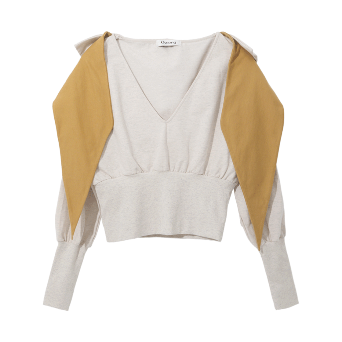 경 타이 후드 탑 오트밀 & 머스타드(Gyeong Tie Hooded Top Oatmeal & Mustard)