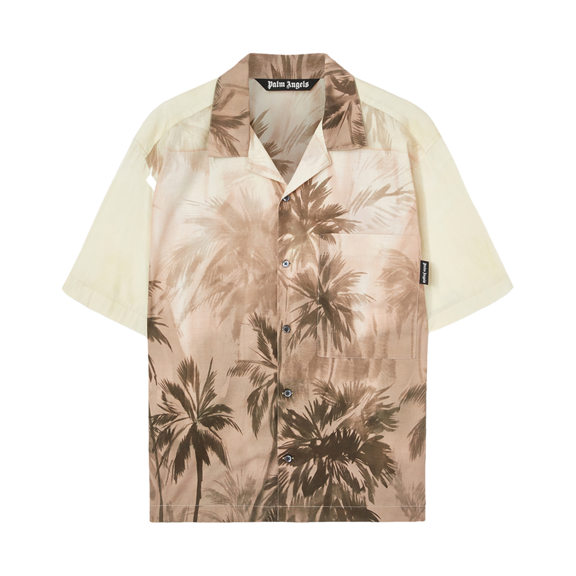 P8IMMD484 PALM ANGELS Sunset Palms Bowling Shirt SS Beige