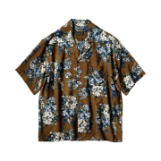 Kapital Silk Rayon Champagne Maria Pattern Wrangle Collar Aloha Shirt Brown Khaki