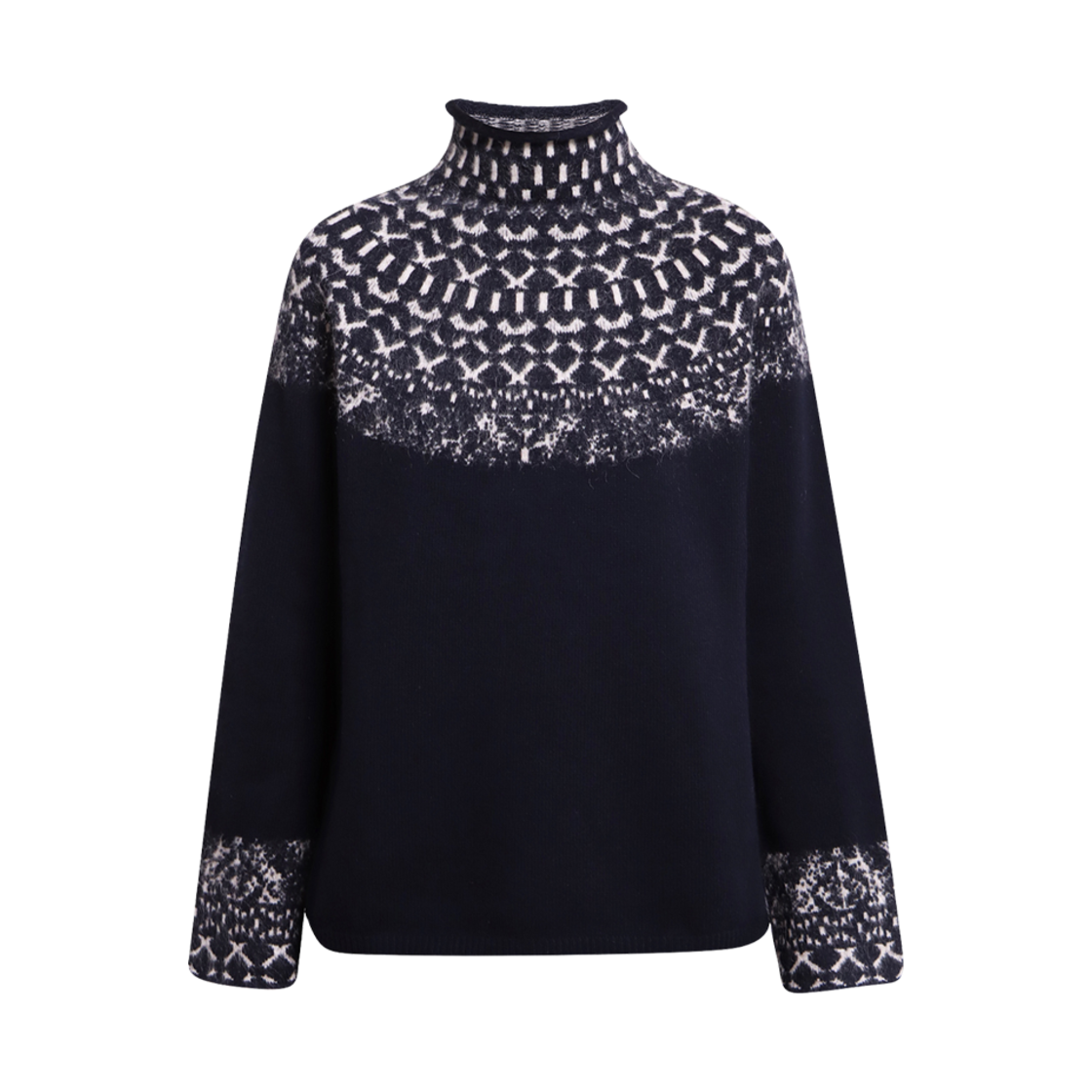 ISLANDA-001 (W) S Max Mara Islanda Wool Cashmere Sweater Navy