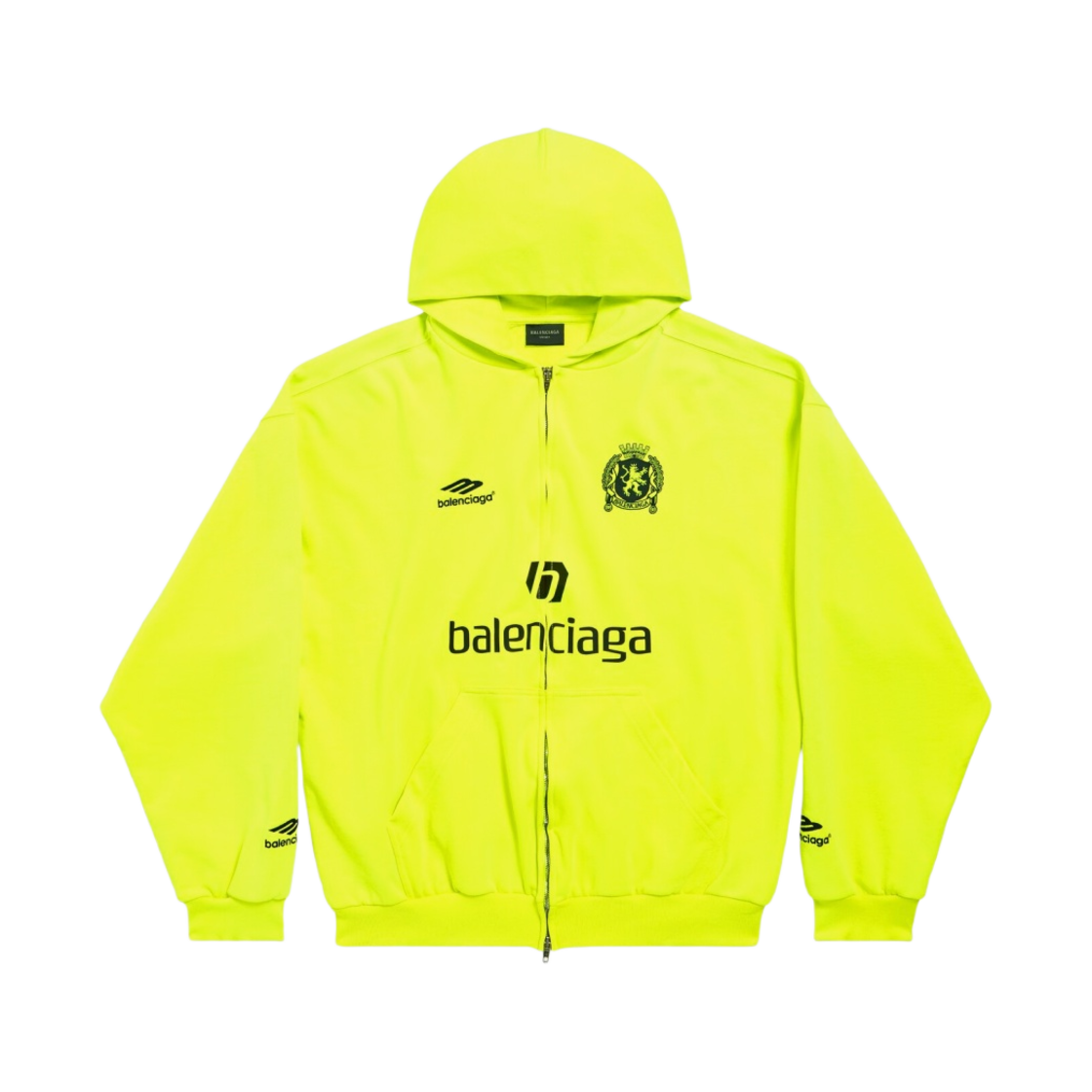 발렌시아가 사커 시리즈 파리 사커 미디움 핏 집업 후드 플루오 옐로우(Balenciaga Soccer Series Paris Soccer Medium Fit Zip-Up Hoodie Fluo Yellow) - 1