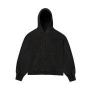 AA Curved Garment Dyeing Sweat Hoodie Zip-up Black