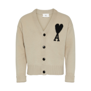 AMI de Coeur Oversize Intarsia Cardigan Beige Black
