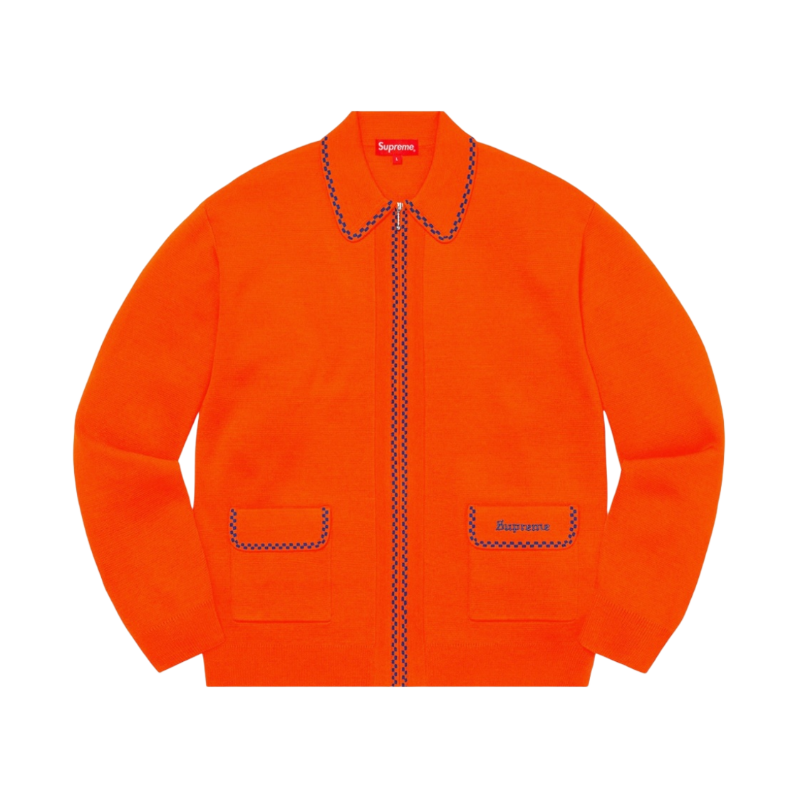 슈프림 체커보드 집업 스웨터 오렌지 - 20FW(Supreme Checkerboard Zip Up Sweater Orange - 20FW) - 1