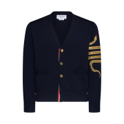 Thom Browne Lunar New Year 4-Bar V-Neck Cardigan Blue