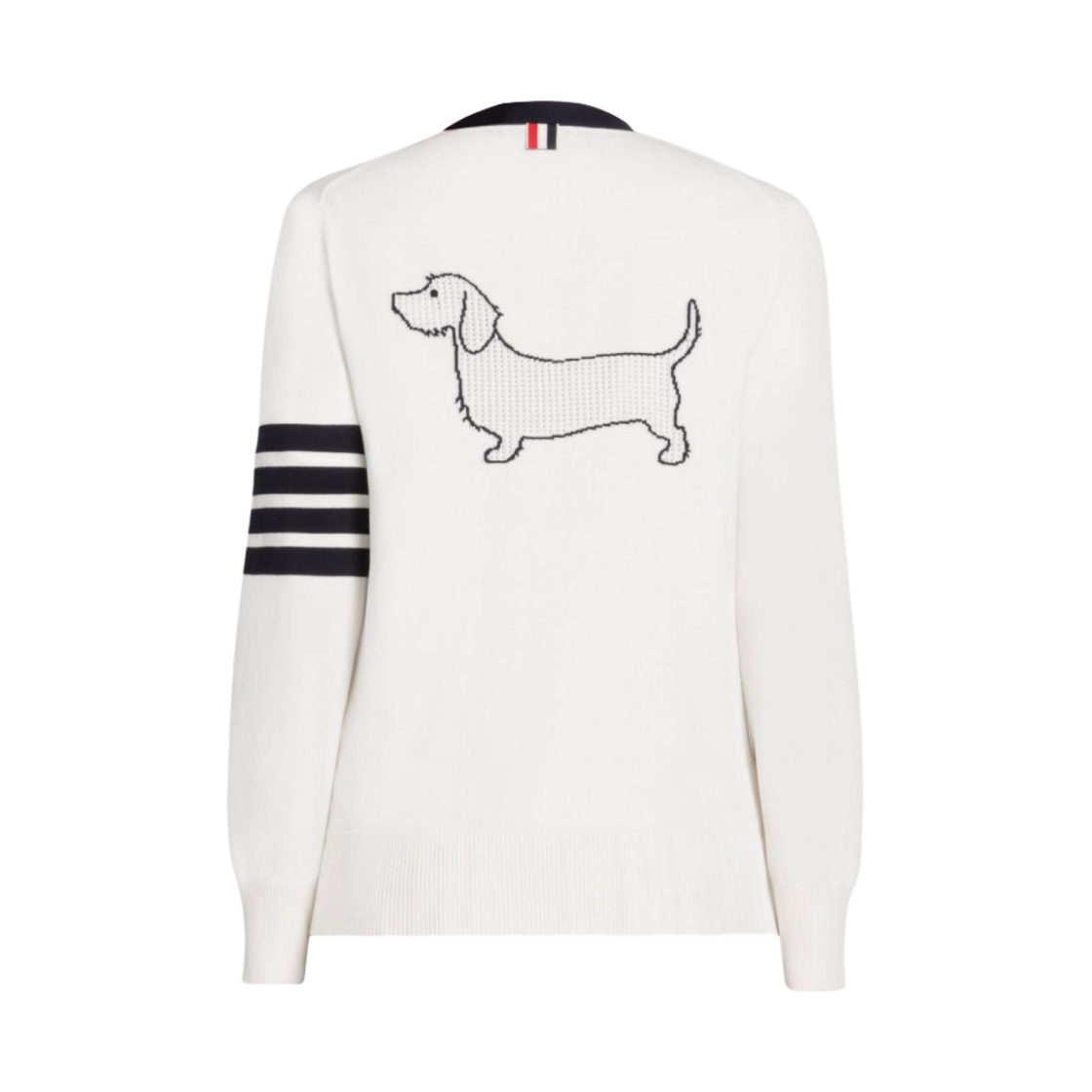 (W) 톰브라운 코튼 헥터 포인텔 사선 브이넥 가디건 화이트((W) Thom Browne Cotton Hector Pointel 4-Bar V-Neck Cardigan White) - 2