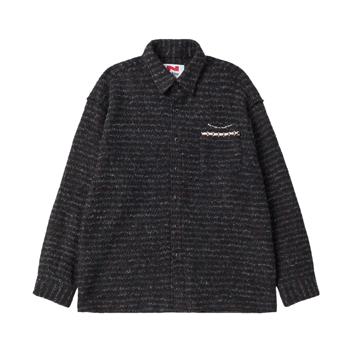 엔 아카이브 트위드 패치 디테일 시그니처 울 블렌디드 셔츠 블랙