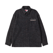 N ARCHIVE Tweed Patch Detail Signature Wool Blended Shirts Black