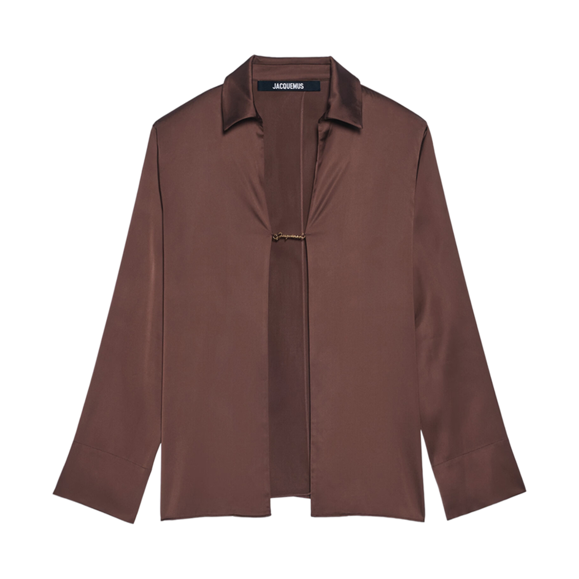 (W) 자크뮈스 라 슈미즈 노트 오픈 참 로고 셔츠 다크 브라운((W) Jacquemus La Chemise Notte Open Charm Logo Shirt Dark Brown) - 1