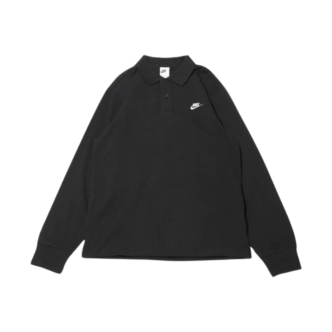 나이키 클럽 롱슬리브 니트 폴로 블랙 - 아시아(Nike Club Long Sleeve Knit Polo Black - Asia)