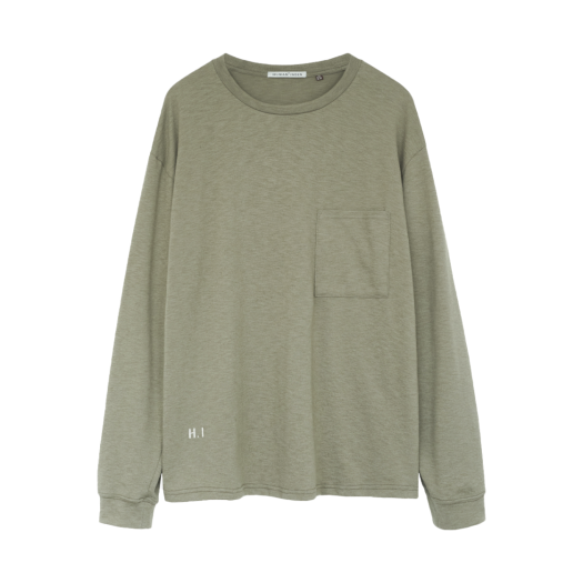 HM5TTL2902GP Polyteru Human Index Human Pocket Long Sleeve Olive Charcoal
