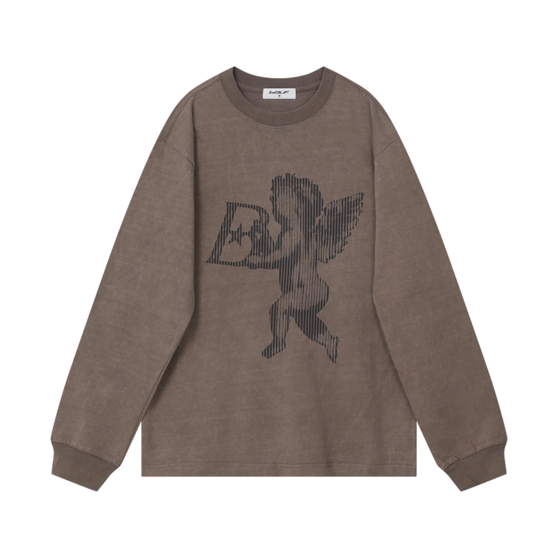 BT24FW-UBRW0 BAUF B Star Angel LS T-Shirt Pigment Brown