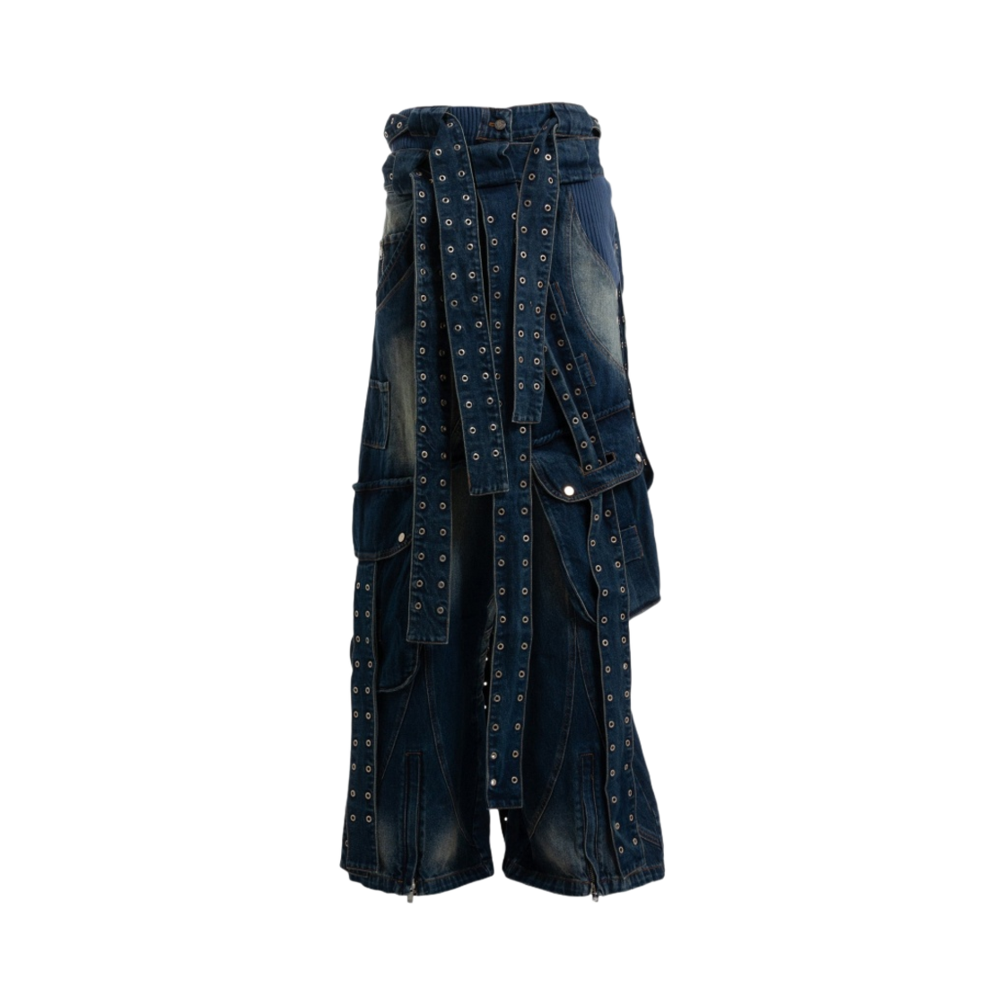 노페이스 스튜디오 더블 벨트 레이어 데님 블루(No/Faith Studios Double Belt Layer Denim Blue)