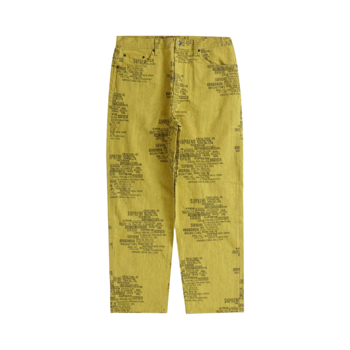 슈프림 트레이드마크 자카드 배기 진 워시드 옐로우 - 23SS(Supreme Trademark Jacquard Baggy Jean Washed Yellow - 23SS) - 1